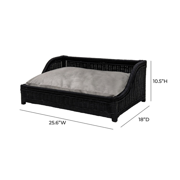 Cama de rattan negro para mascota Albert dimensiones.