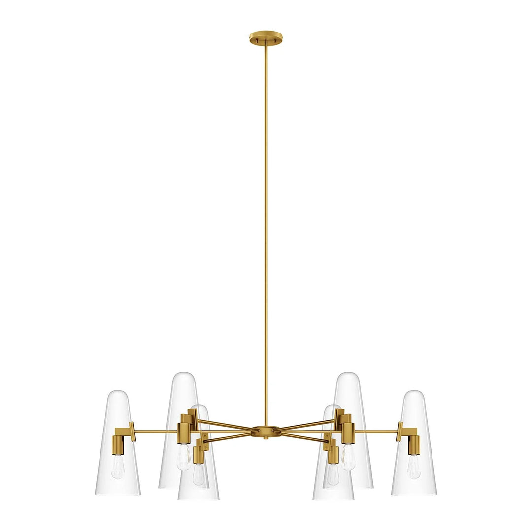 Candelabro de 6 luces latón satinado y vidrio transparente Skander.