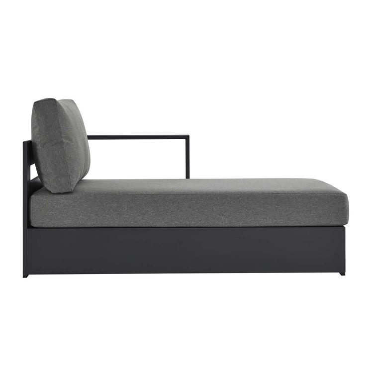 Chaise gris oscuro para exteriores de aluminio Neuba - Derecho Modular de lado.