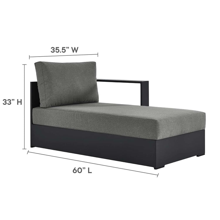 Chaise gris oscuro para exteriores de aluminio Neuba - Derecho Modular dimensiones.