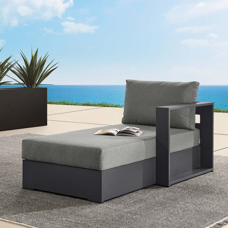 Chaise gris oscuro para exteriores de aluminio Neuba - Derecho Modular en el exterior.