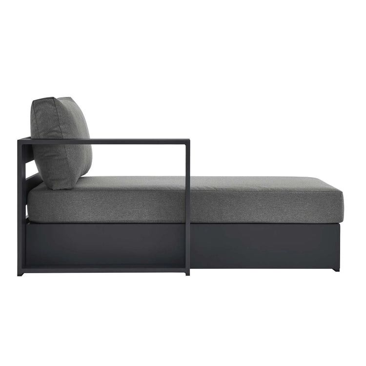 Chaise gris oscuro para exteriores de aluminio Neuba - Izquierdo Modular de lado.