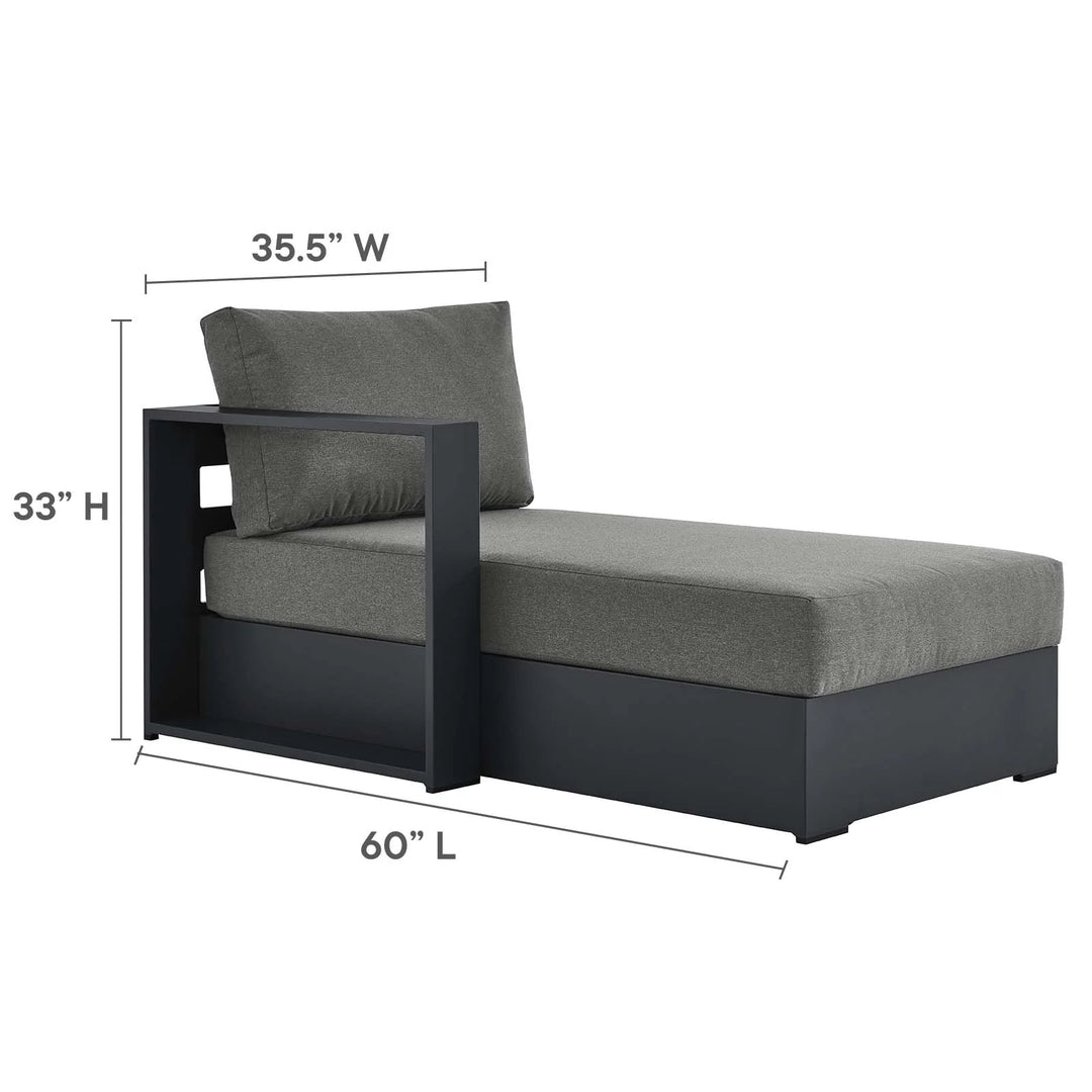 Chaise gris oscuro para exteriores de aluminio Neuba - Izquierdo Modular dimensiones.