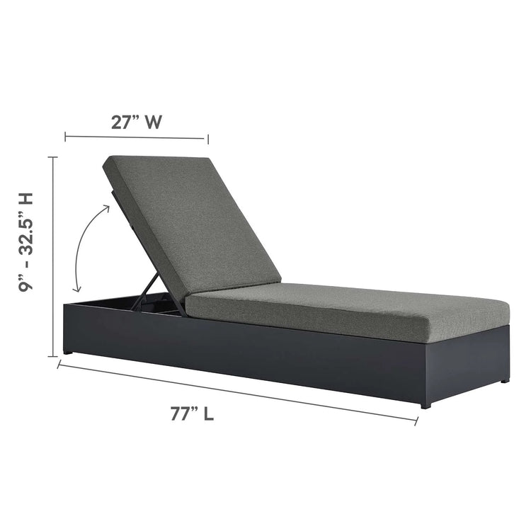 Chaise gris oscuro para exteriores de aluminio Neuba dimensiones.