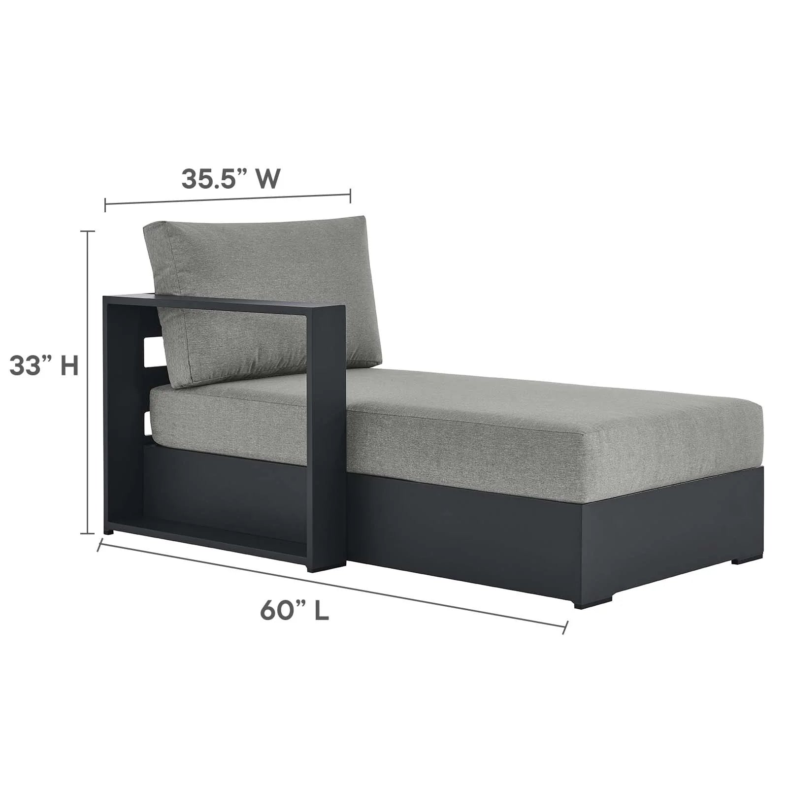 Chaise gris para exteriores de aluminio Neuba - Izquierdo Modular dimensiones.