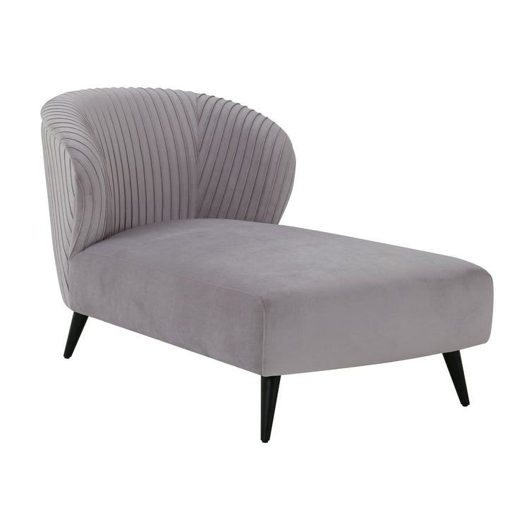 Chaise gris plisado de terciopelo Maral.