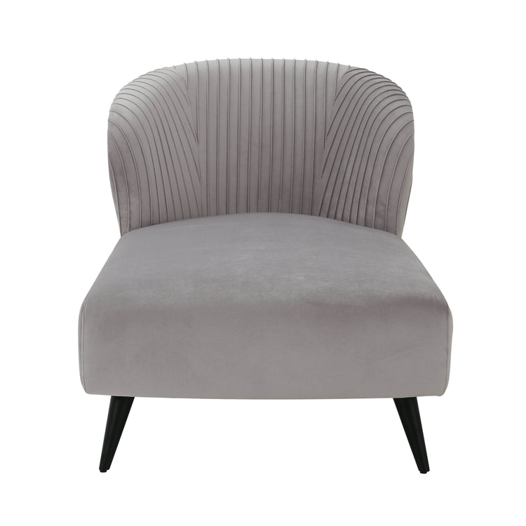 Chaise gris plisado de terciopelo Maral de frente.