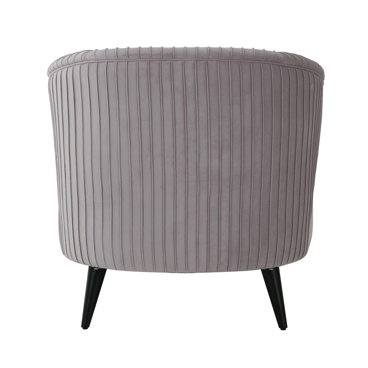 Chaise gris plisado de terciopelo Maral de atrás.