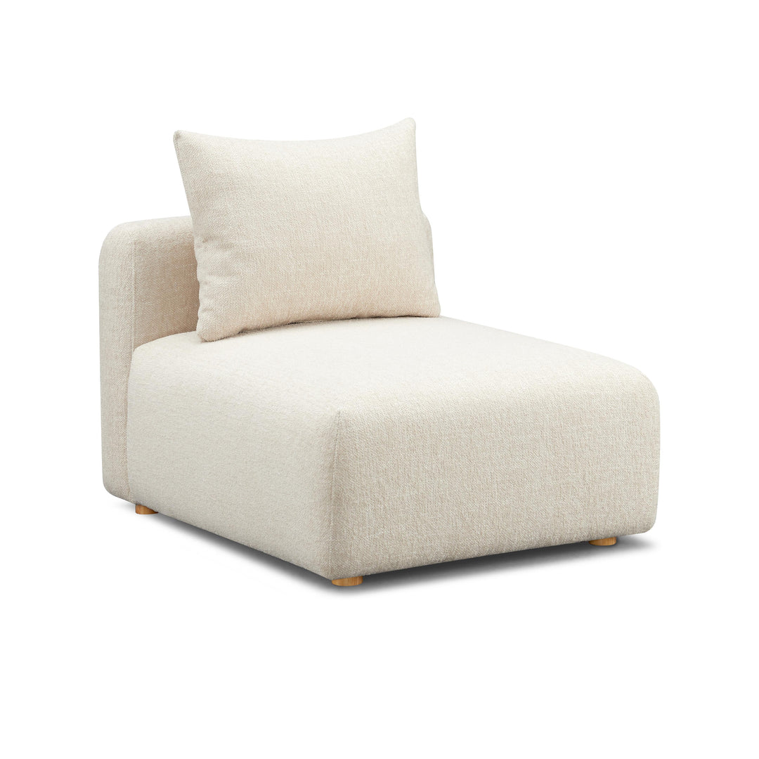 Chaise modular sin descansabrazos Emory de tela texturizada pesada color crema.