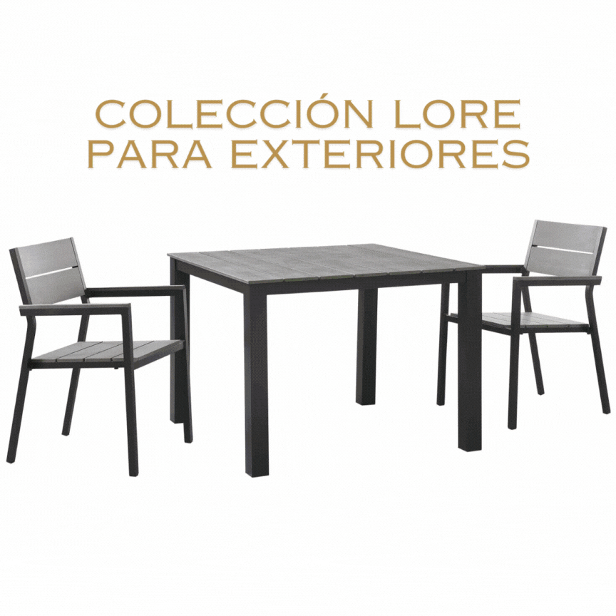 Mesa de comedor exterior de 40” de madera sintética y aluminio Lore