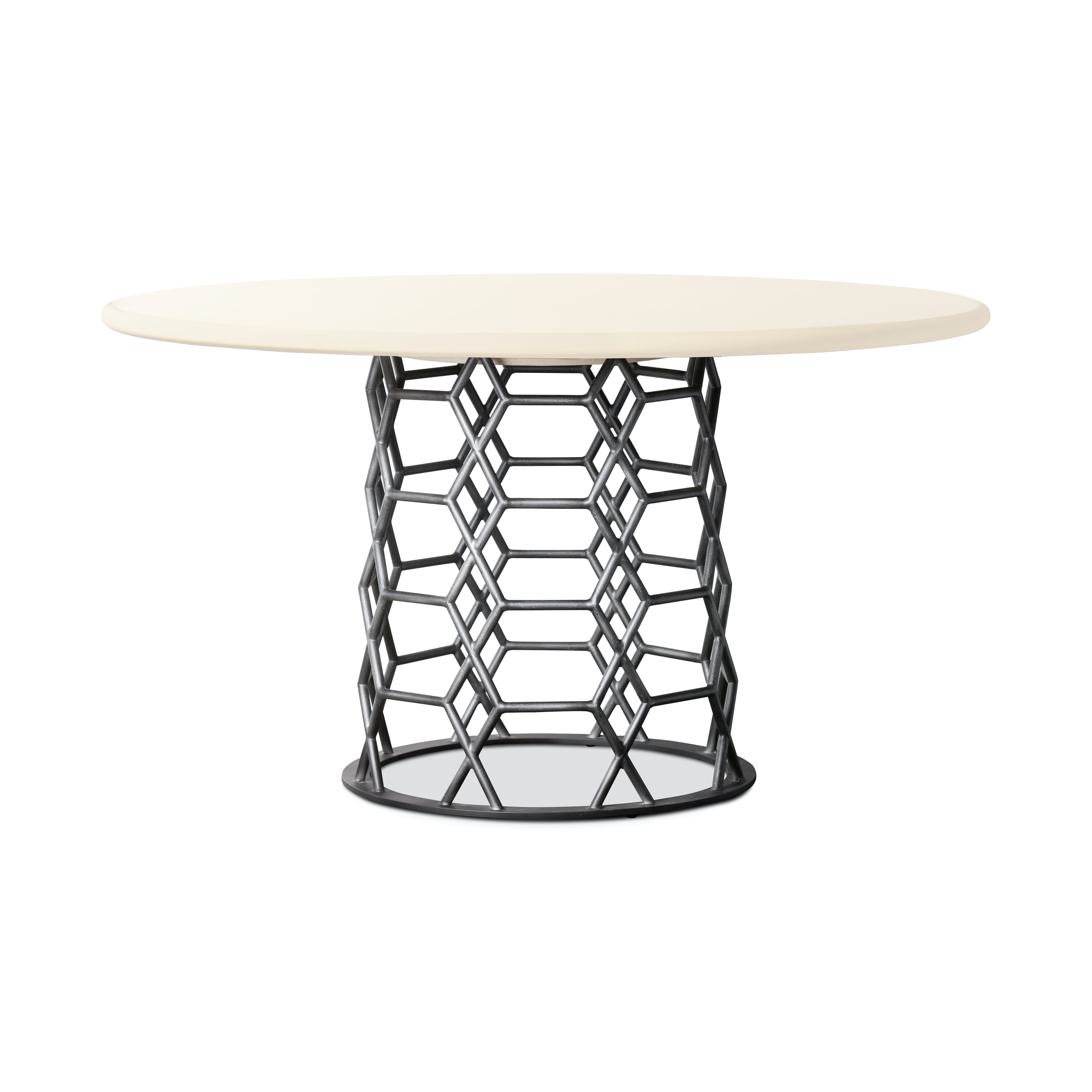 Comedor con base hexagonal color pergamino blanco Bastianno.