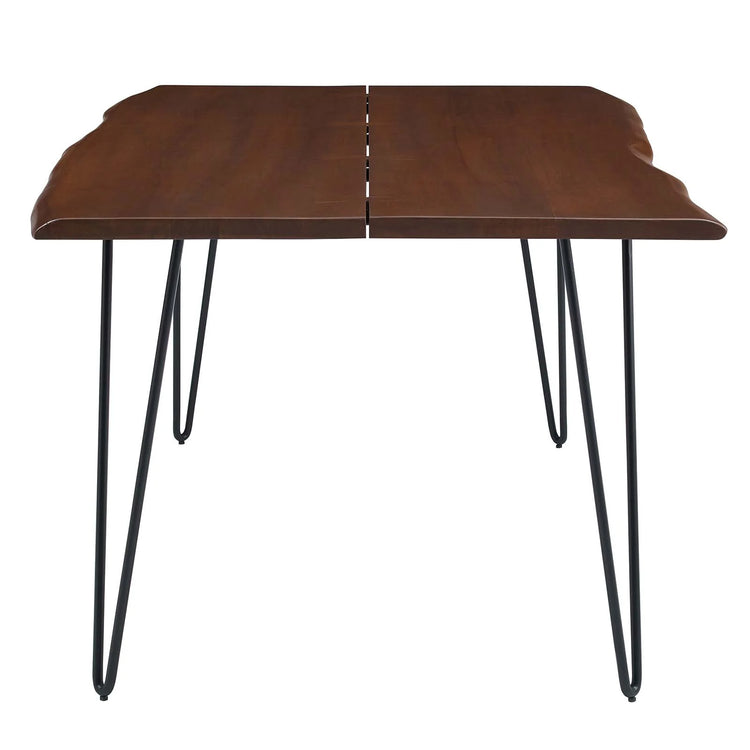 Comedor de madera de acacia nogal y base negra de 74” Alte de lado.