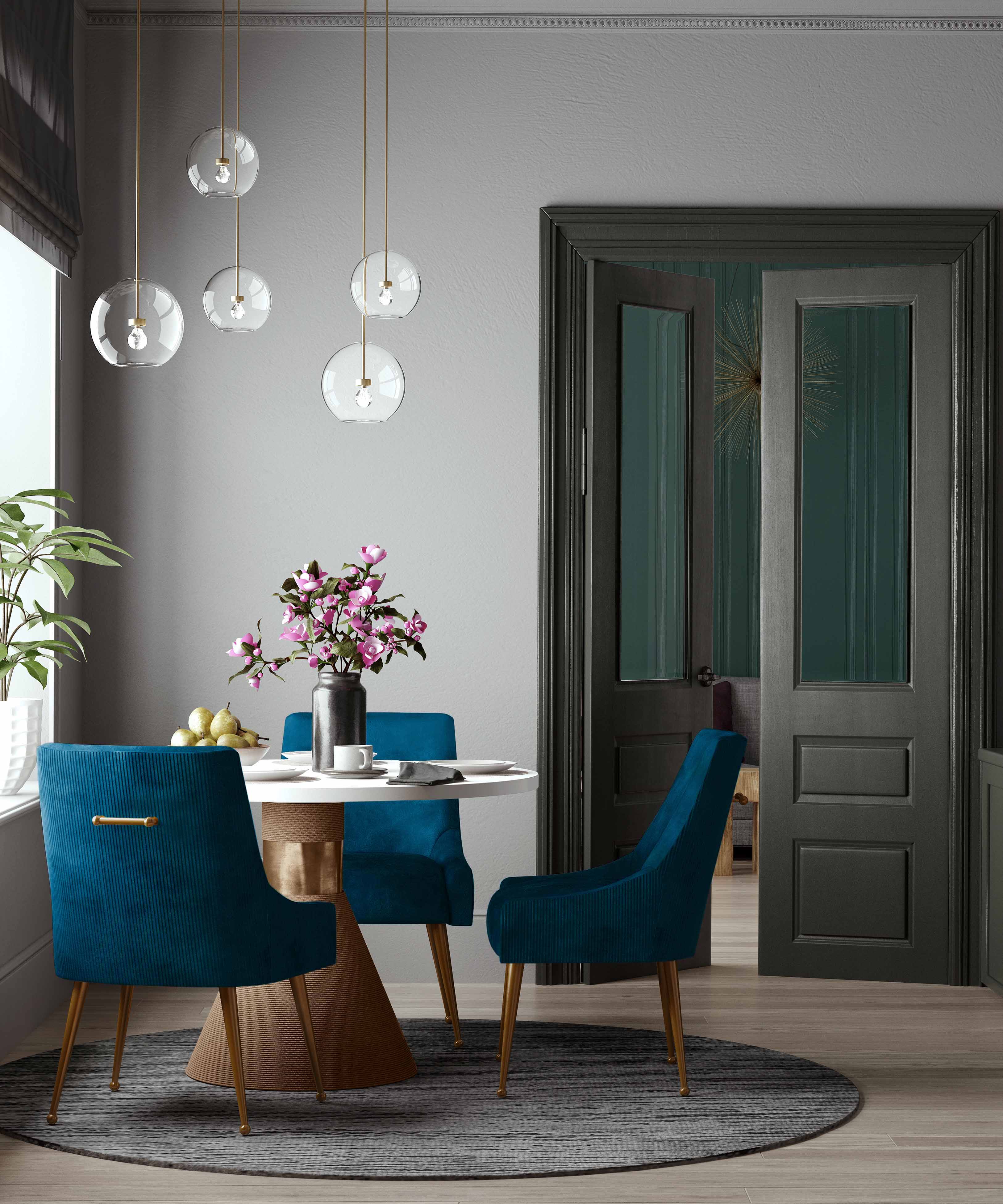 Comedor elegante Gora color blanco con Sillas de Comedor Aissa.