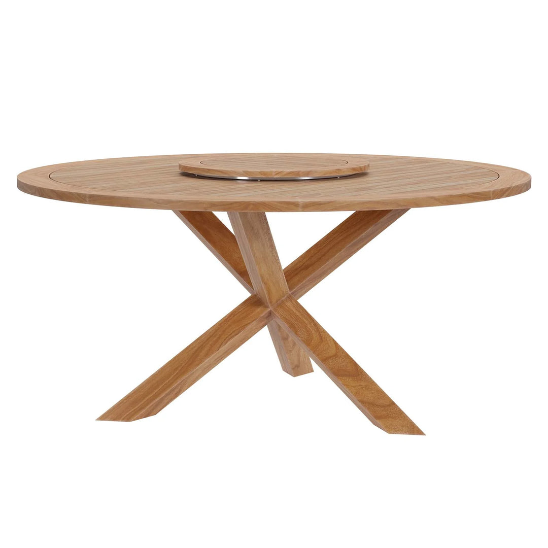 Comedor exterior redondo de madera de teca 63” Primo
