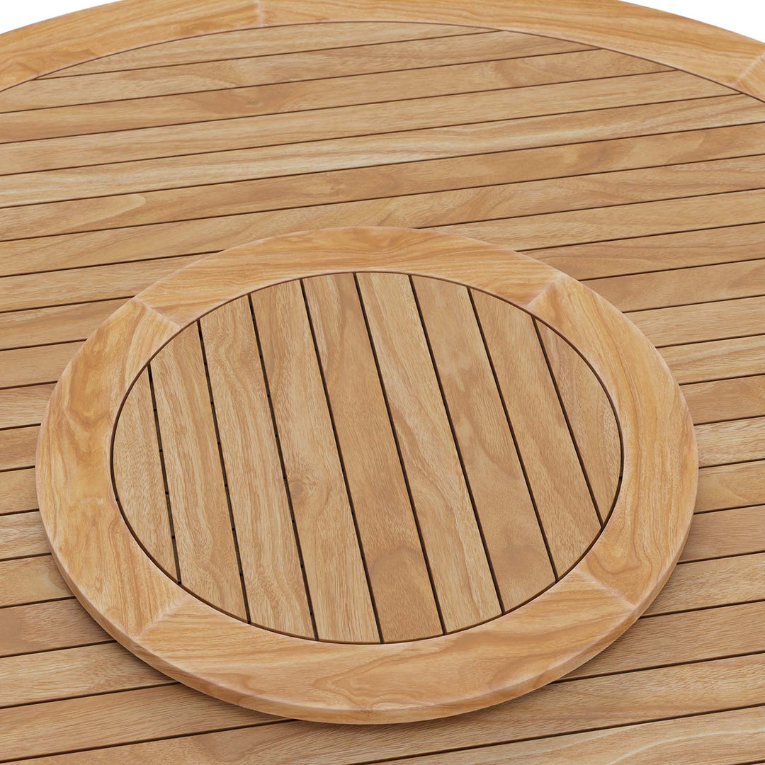 Comedor exterior redondo de madera de teca 63” Primo
