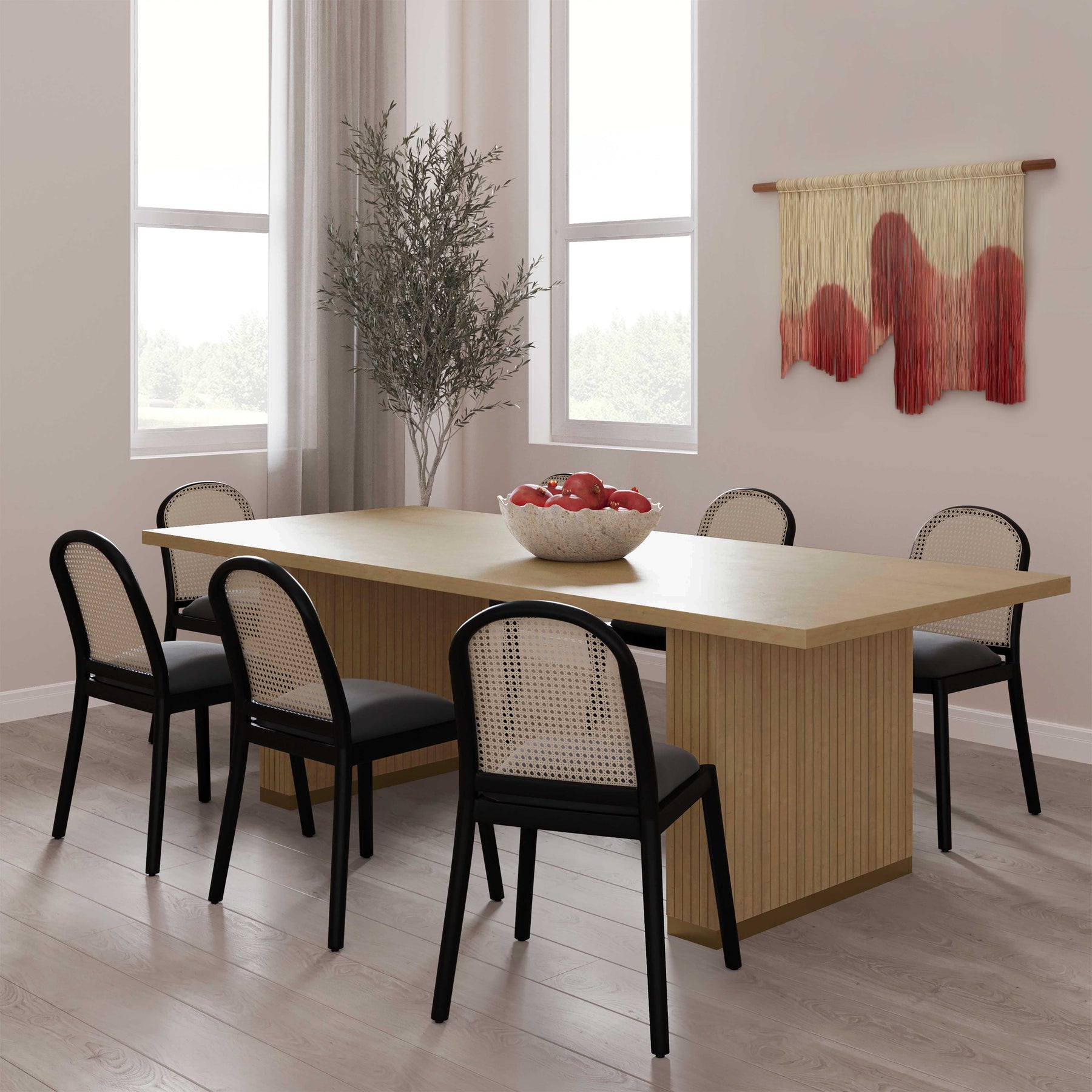Comedor Rectangular Rustic Comedor rectangular de roble negro o natural Cheryl – Mobiliario NOTABLE
