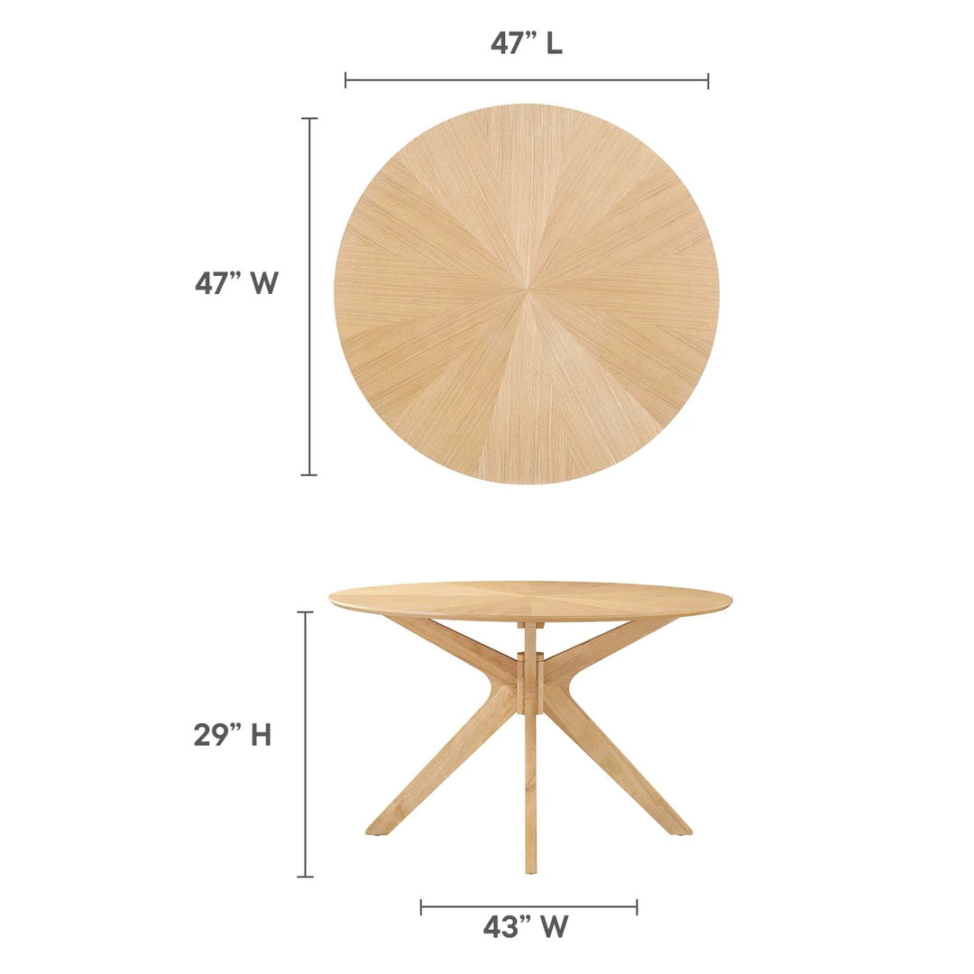 Comedor redondo en chapa de roble 47” Harper dimensiones.