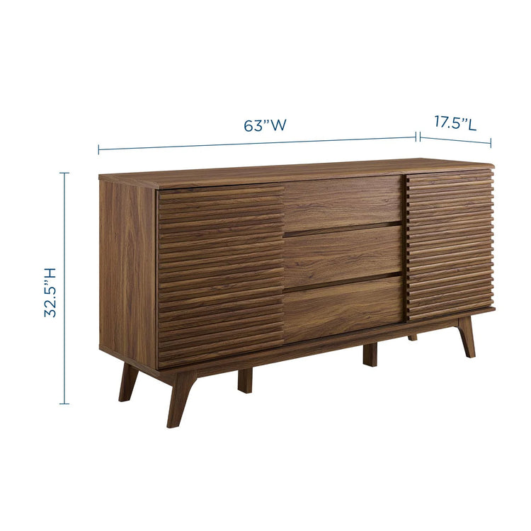 Consola de 63” Niklas color nogal dimensiones.