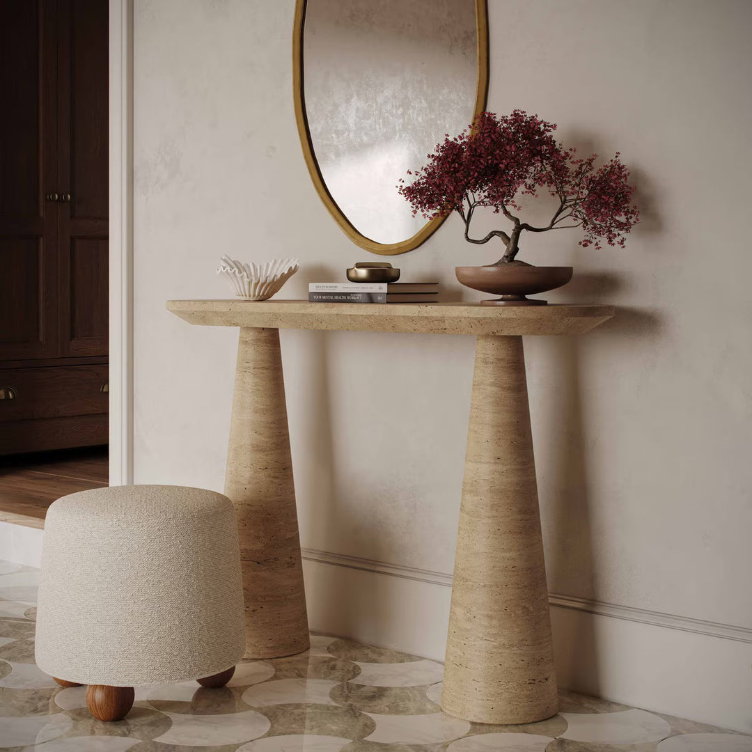 Consola de imitación travertino para interior o exterior Fane