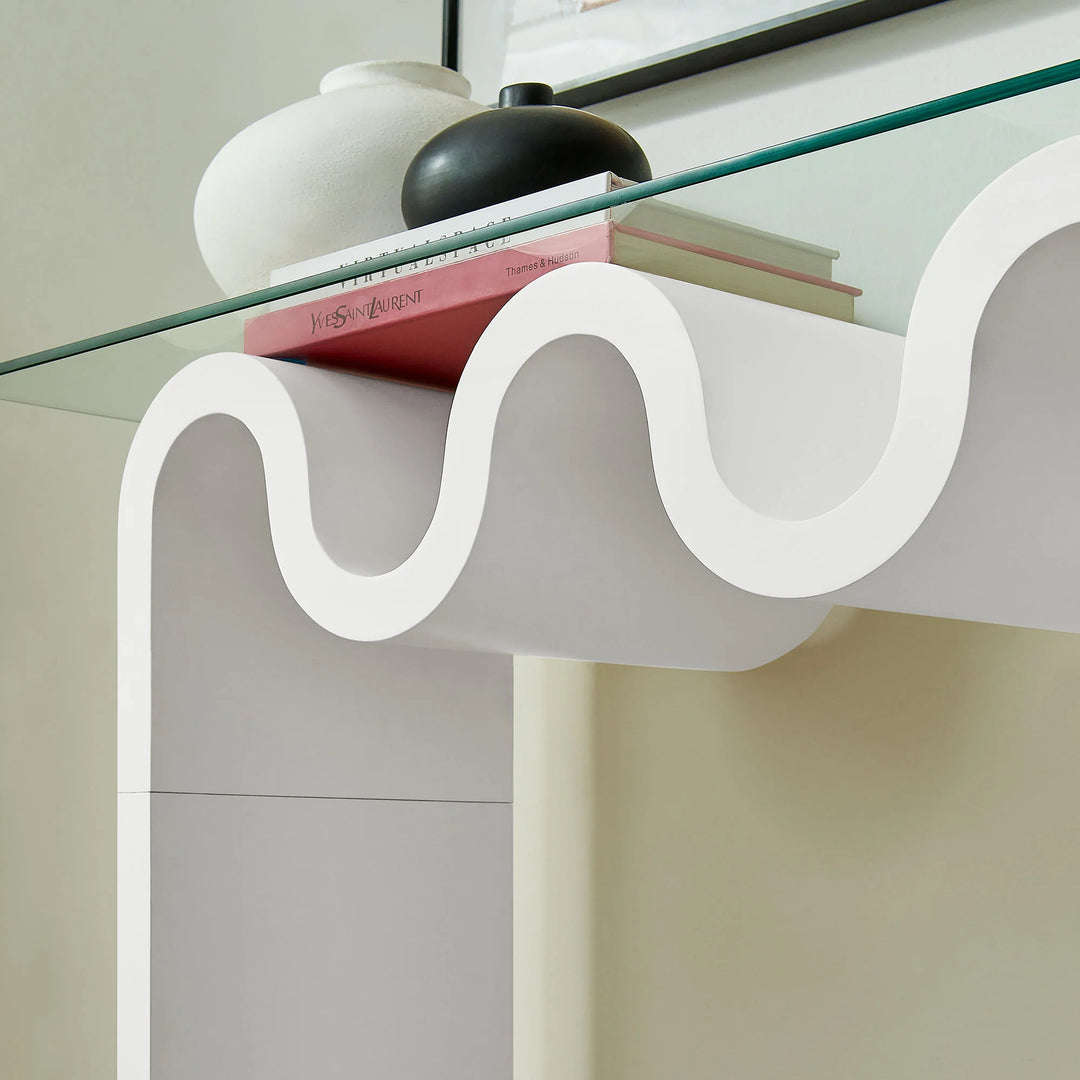 Consola ondulada con vidrio templado Oliver