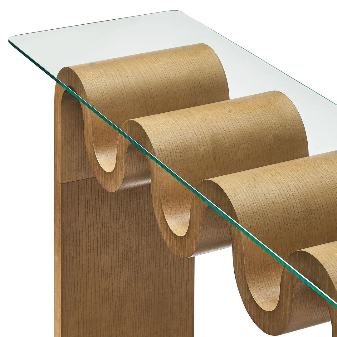 Consola ondulada con vidrio templado Oliver