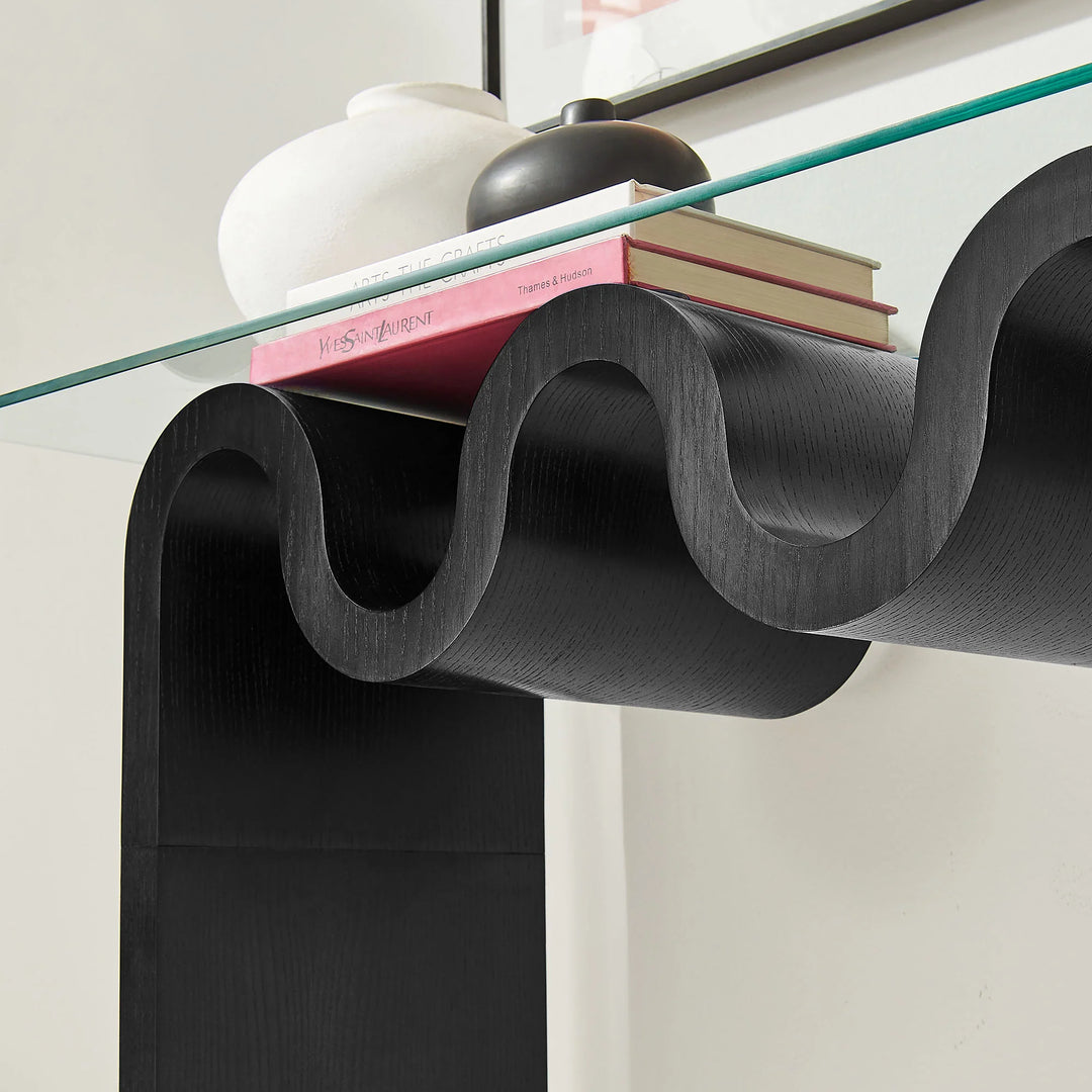 Consola ondulada con vidrio templado Oliver