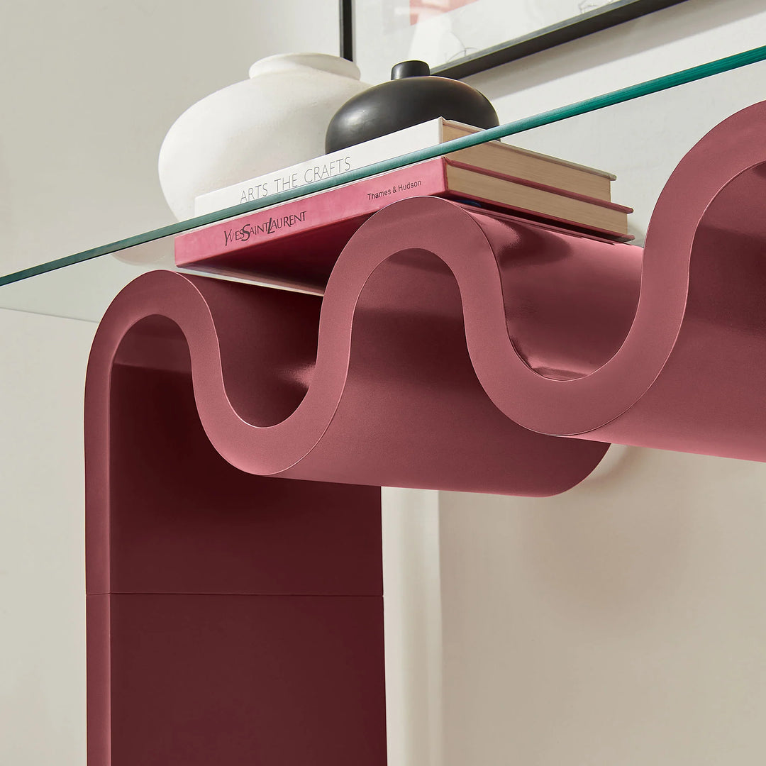 Consola ondulada con vidrio templado Oliver