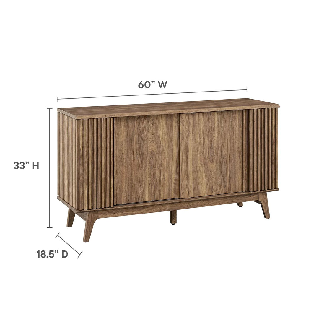 Credenza con almacenamiento Falcon color nogal dimensiones.