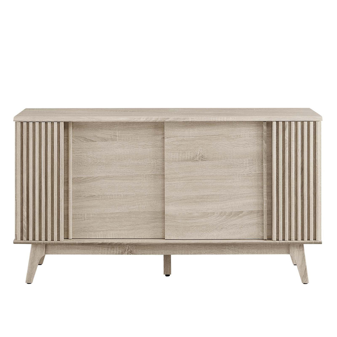 Credenza con almacenamiento Falcon color roble de frente.