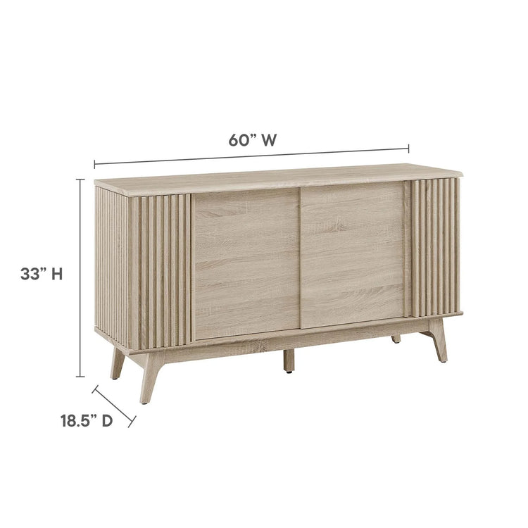 Credenza con almacenamiento Falcon color roble dimensiones.