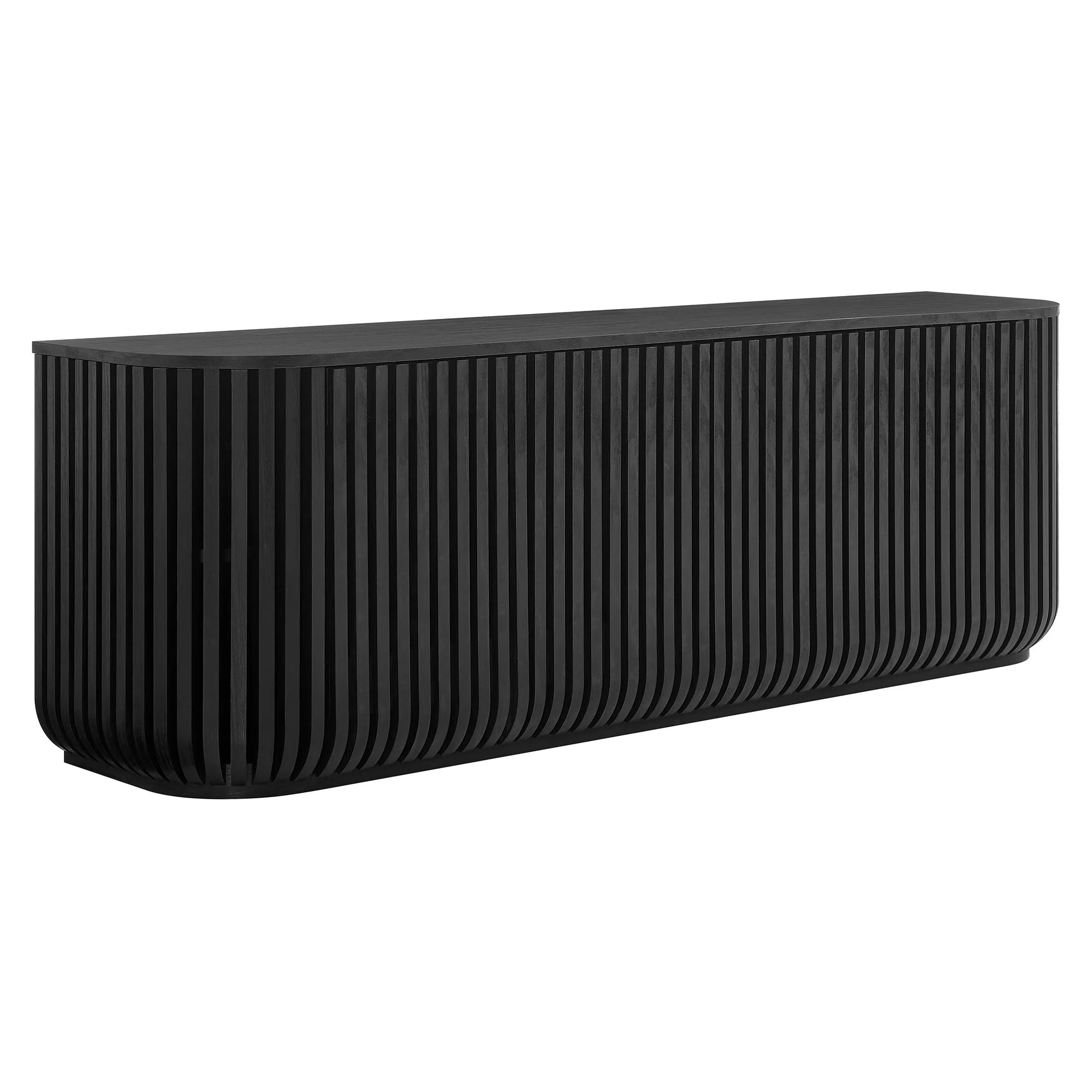Credenza curveada de 75” con almacenamiento Veron color negro.