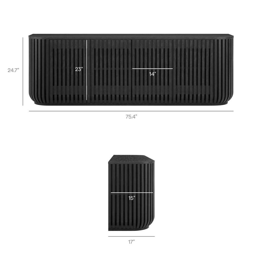 Credenza curveado estriado de 75" con almacenamiento Veron