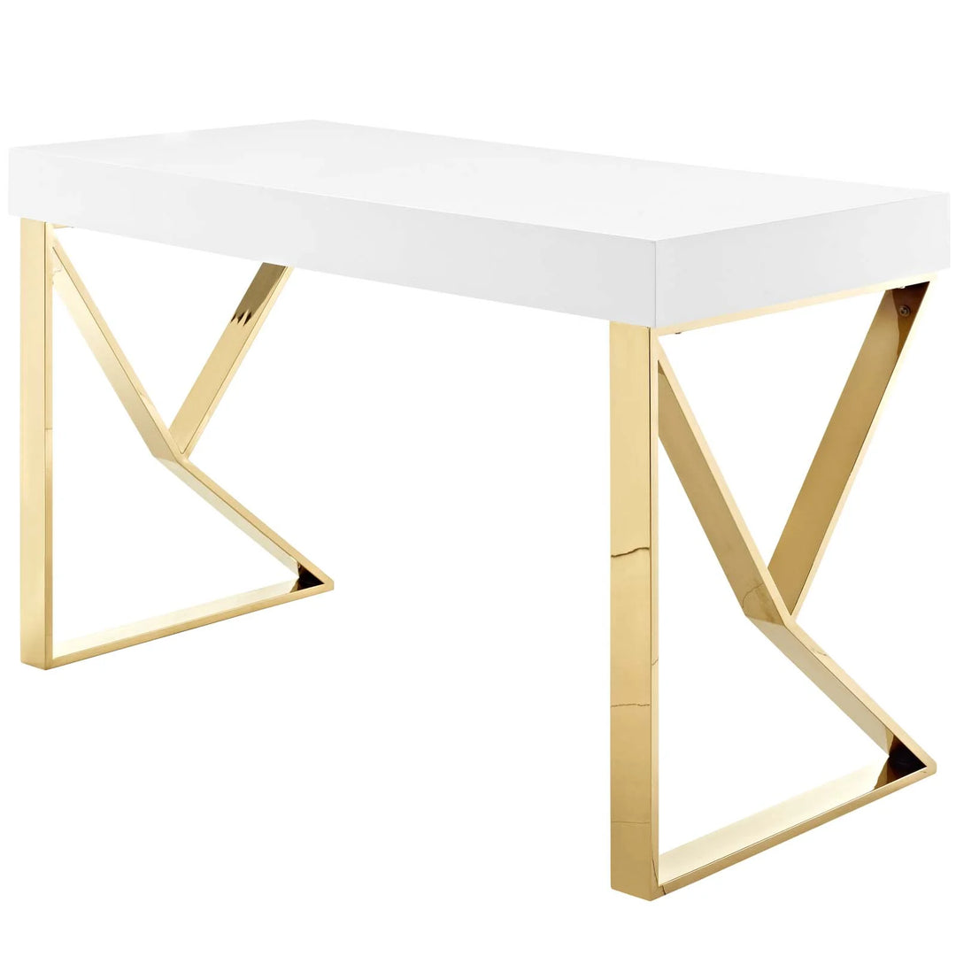 Escritorio de oficina blanco dorado Helia