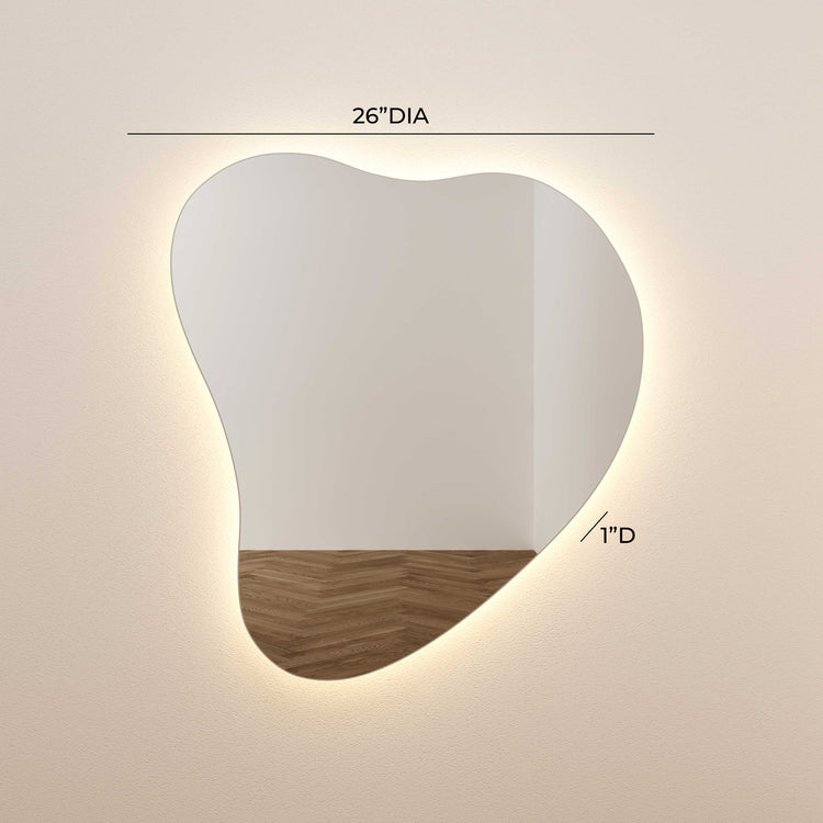 Espejo de pared LED en forma de lágrima Mónica dimensiones.