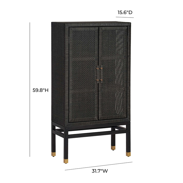  Gabinete vertical de rattan color carbón Lisboa dimensiones.