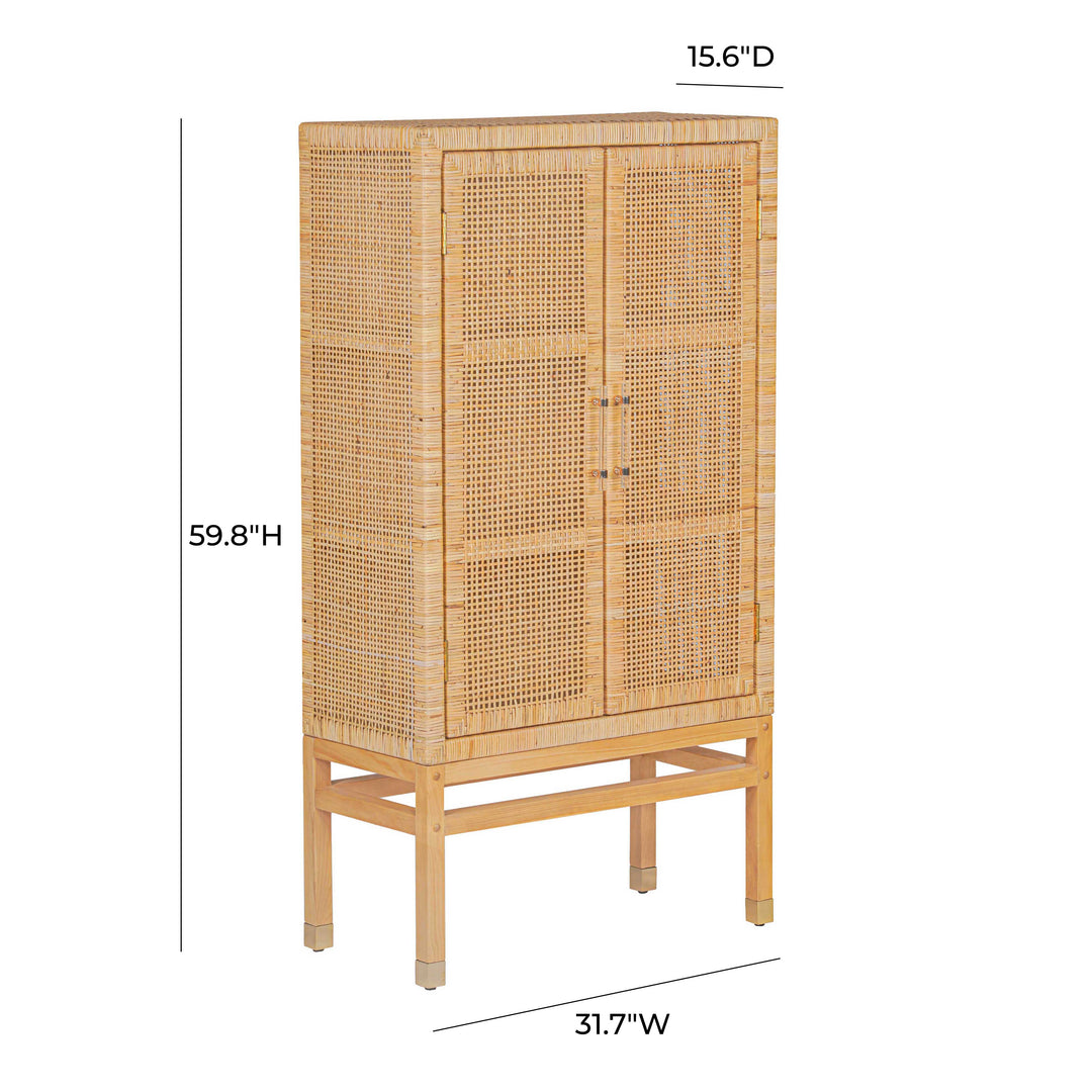 Gabinete vertical de rattan color natural Lisboa dimensiones.