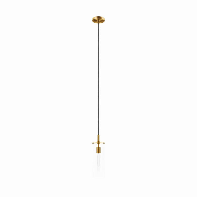 Lámpara colgante elegante latón satinado con vidrio de cilindro Skye.