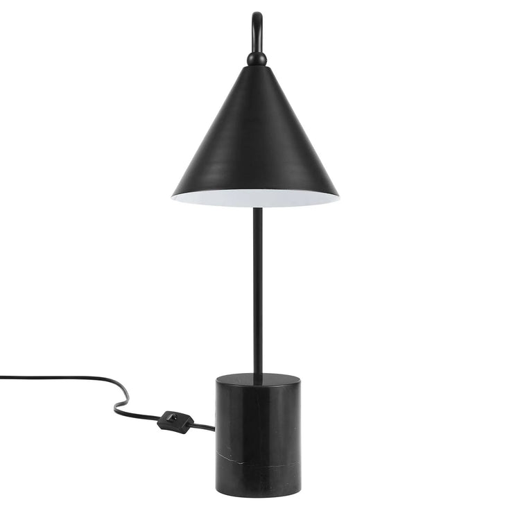 Lámpara de mesa color negro con base de mármol negro Irma de frente.