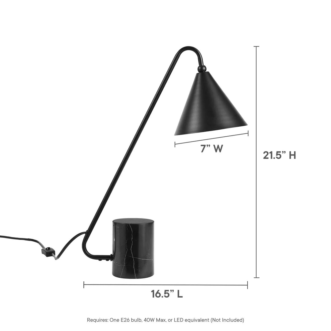 Lámpara de mesa color negro con base de mármol negro Irma dimensiones.