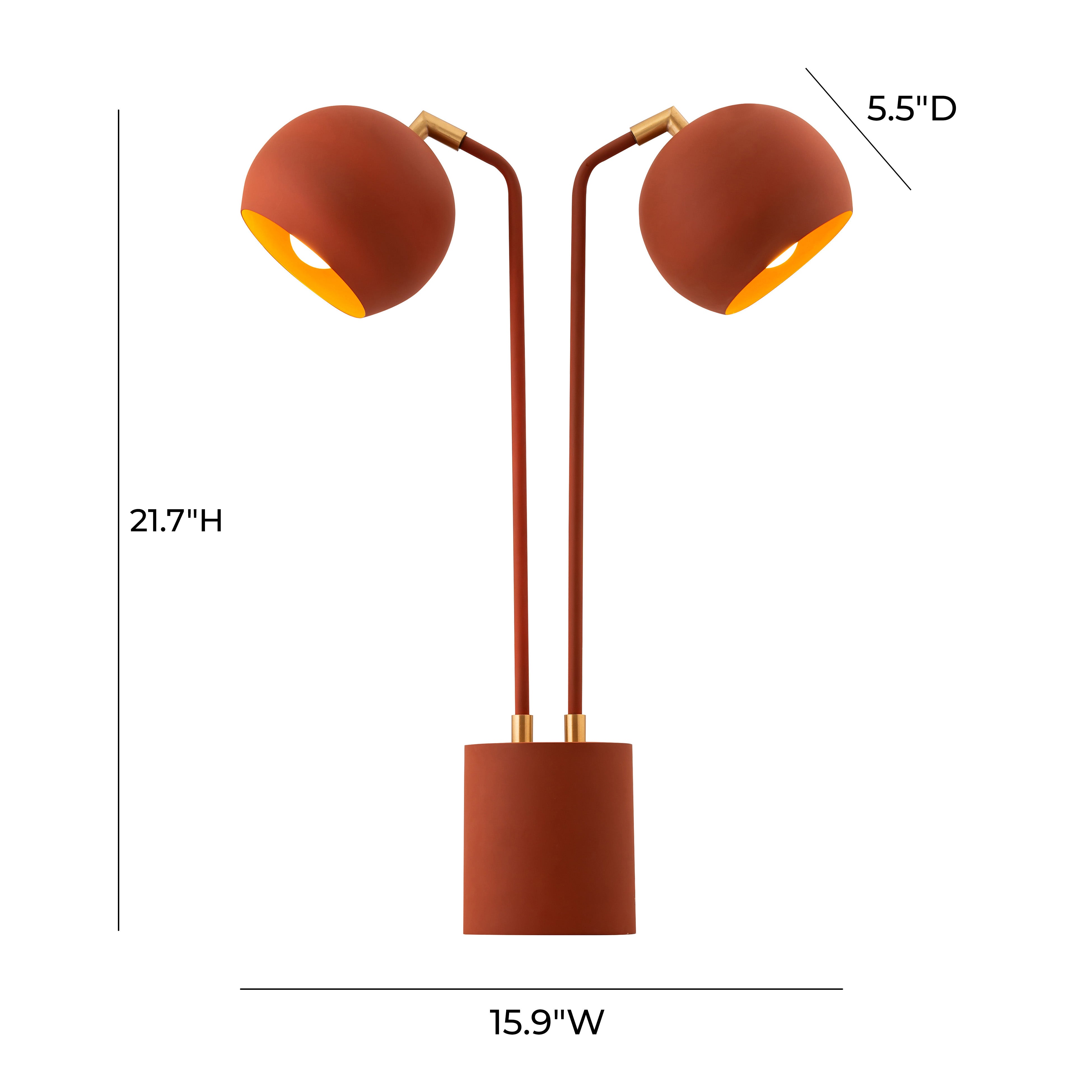 Lámpara de mesa con doble luz Estefano dimensiones.