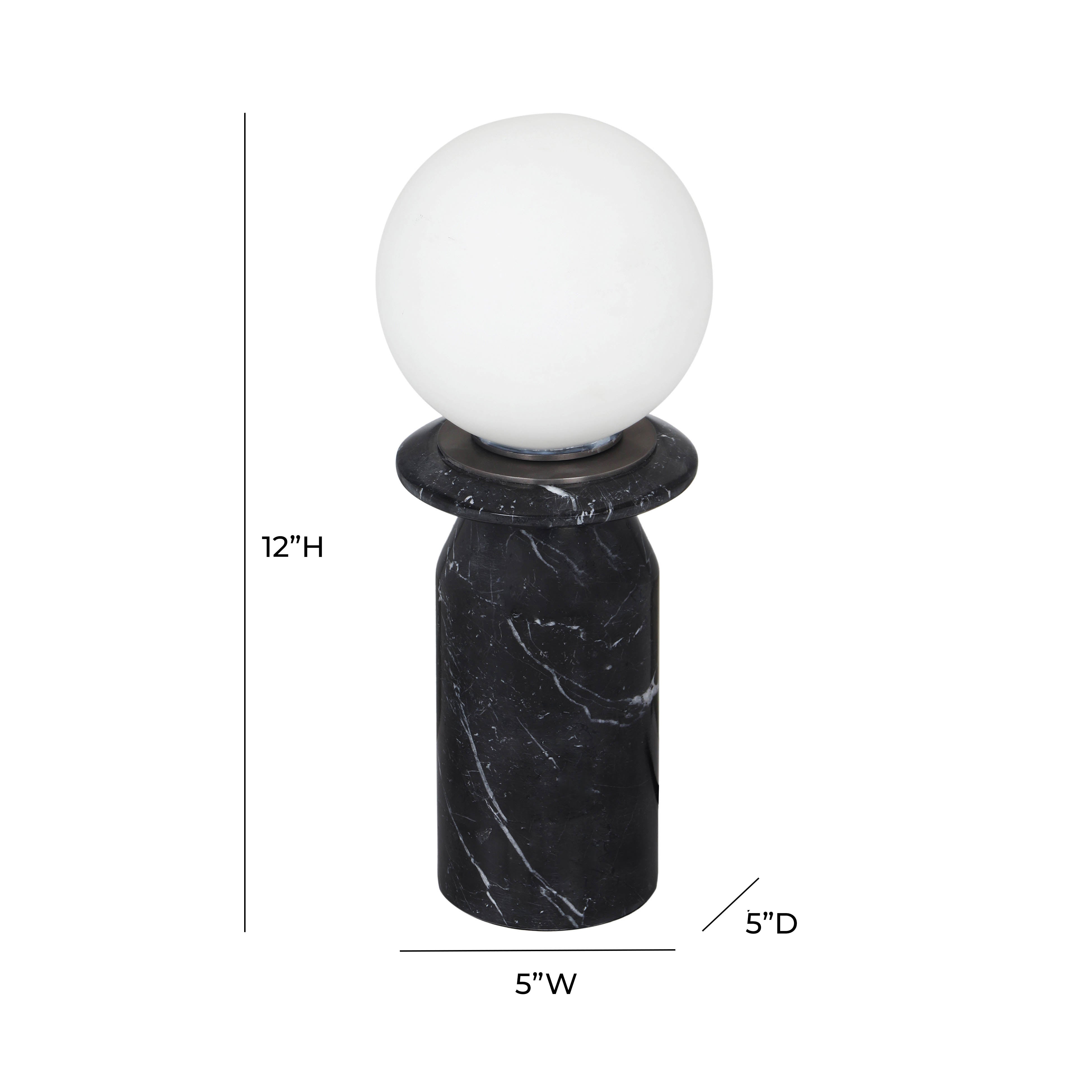 Lámpara de mesa negro de mármol Eoghan dimensiones.