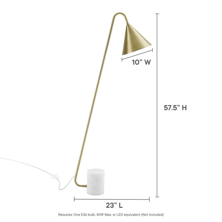 Lámpara de pie color latón con base de mármol blanco Irma dimensiones.