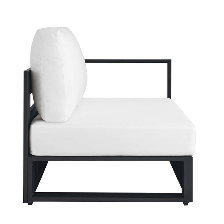 Loveseat blanco para exteriores de aluminio Neuba - Derecho Modular de lado.
