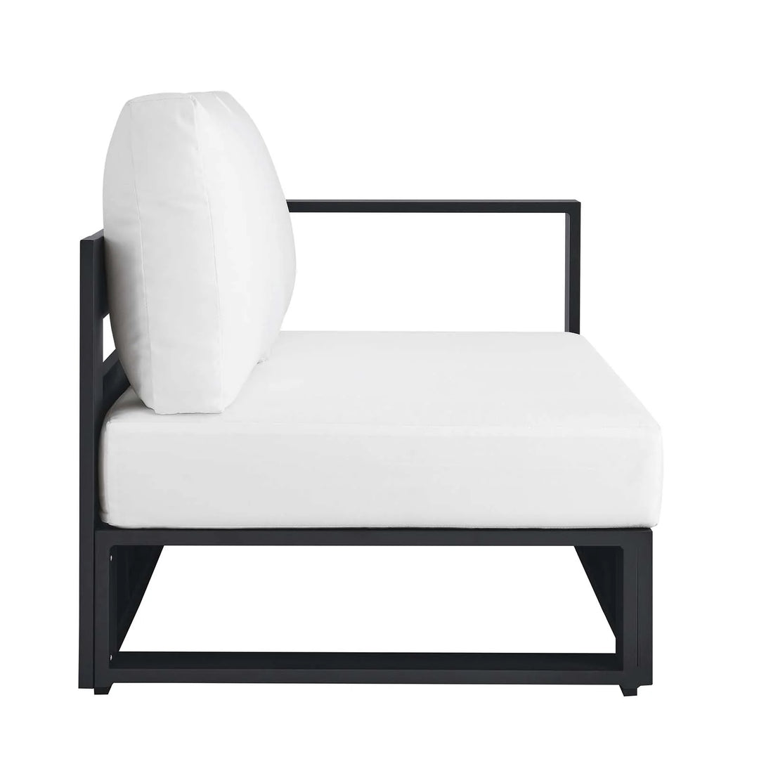 Loveseat blanco para exteriores de aluminio Neuba - Derecho Modular de lado.