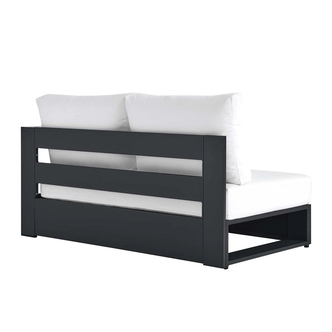Loveseat blanco para exteriores de aluminio Neuba - Derecho Modular de espaldas.