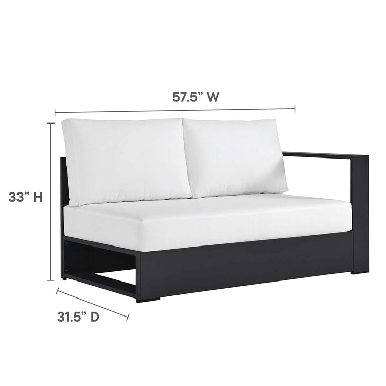 Loveseat blanco para exteriores de aluminio Neuba - Derecho Modular dimensiones.