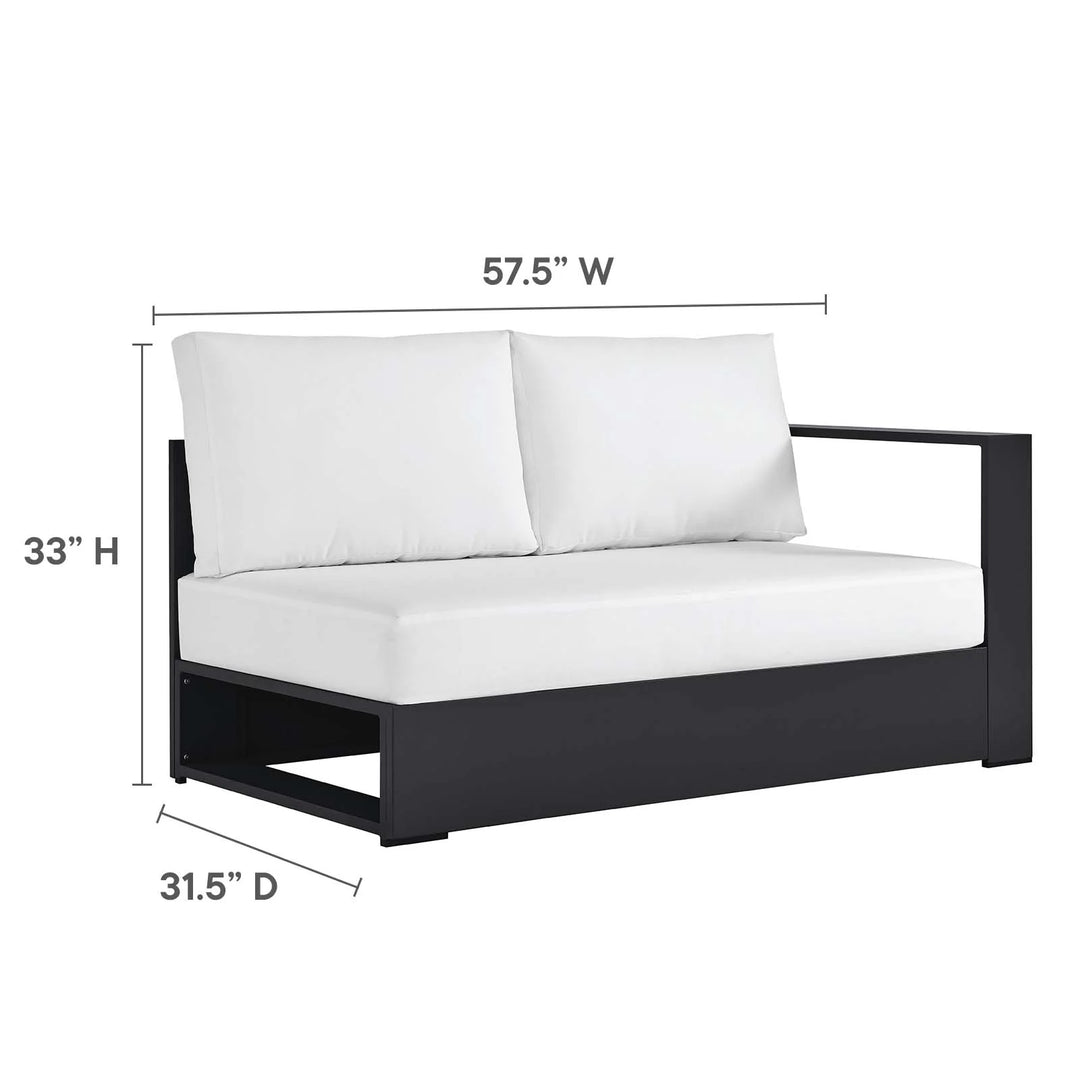 Loveseat blanco para exteriores de aluminio Neuba - Derecho Modular dimensiones.