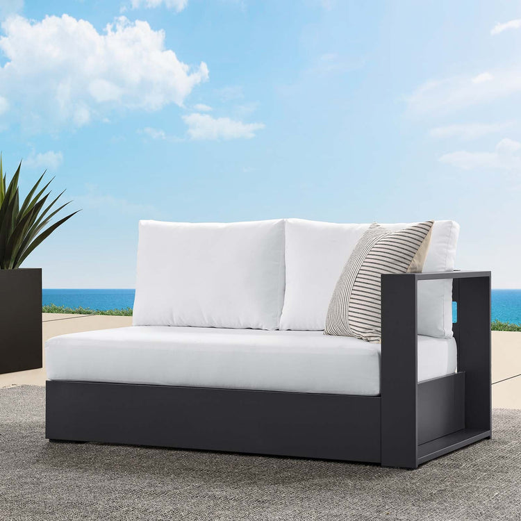 Loveseat blanco para exteriores de aluminio Neuba - Derecho Modular en el exterior.