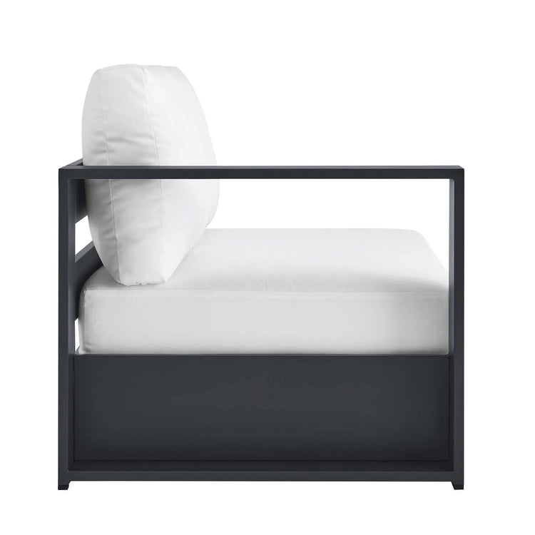 Loveseat blanco para exteriores de aluminio Neuba - Izquierdo Modular de lado.