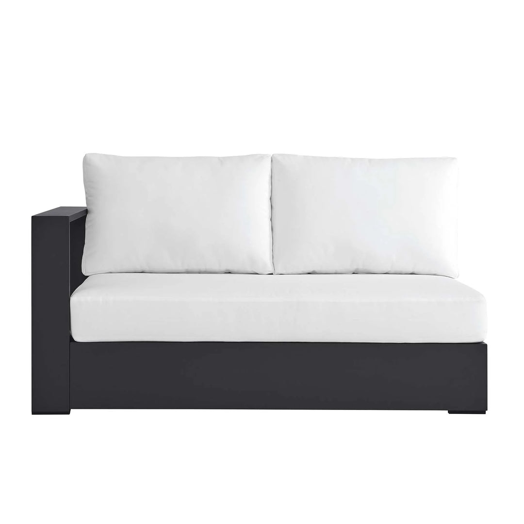 Loveseat blanco para exteriores de aluminio Neuba - Izquierdo Modular de frente.